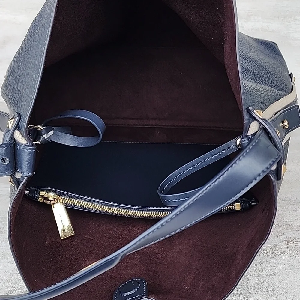 Michael Kors Griffin Admiral Blue Pebbled Leather Shoulder Hobo Bag